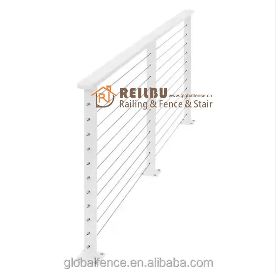 Reilbu Clean Look White Cable Railing  2x2 "white Cable Rail Post With Top Handrail Aluminium Cable Deck Railing System