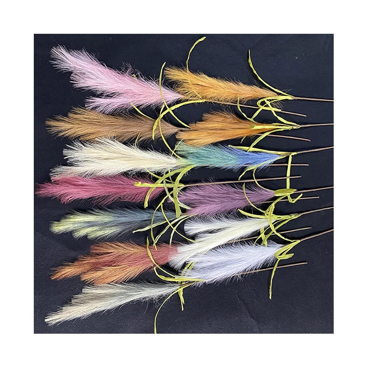 China Supplier Wholesale 5- Branch 3- Leaves Large Long Single Reed Decoration Artificial Feathers