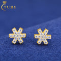 Fine Jewelry Christmas Snowflake Stud Earring Fashion 925 Sterling Silver Iced Out Moissanite Earring for Women Men Gift