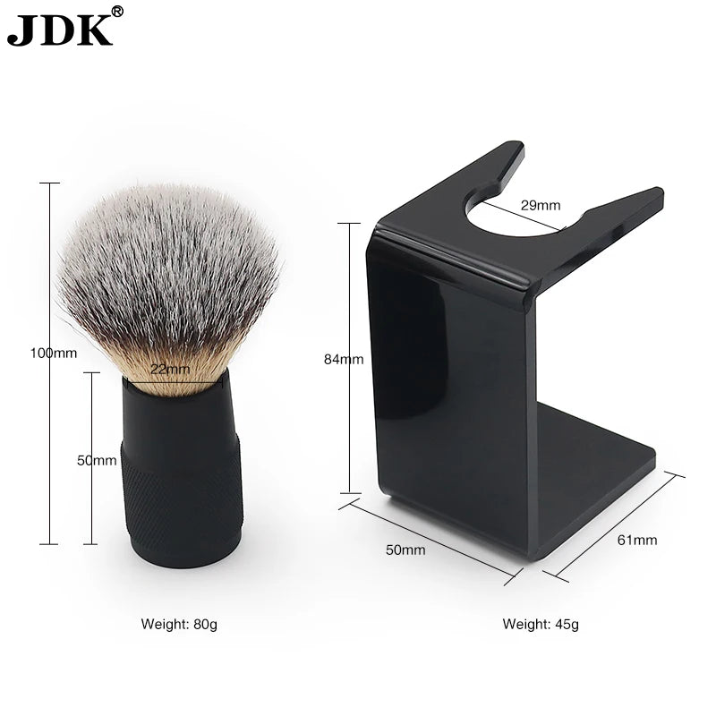 Custom Logo Synthetic Men's Shaving Brush and Stand Set Travel Hotel Shaving Kit