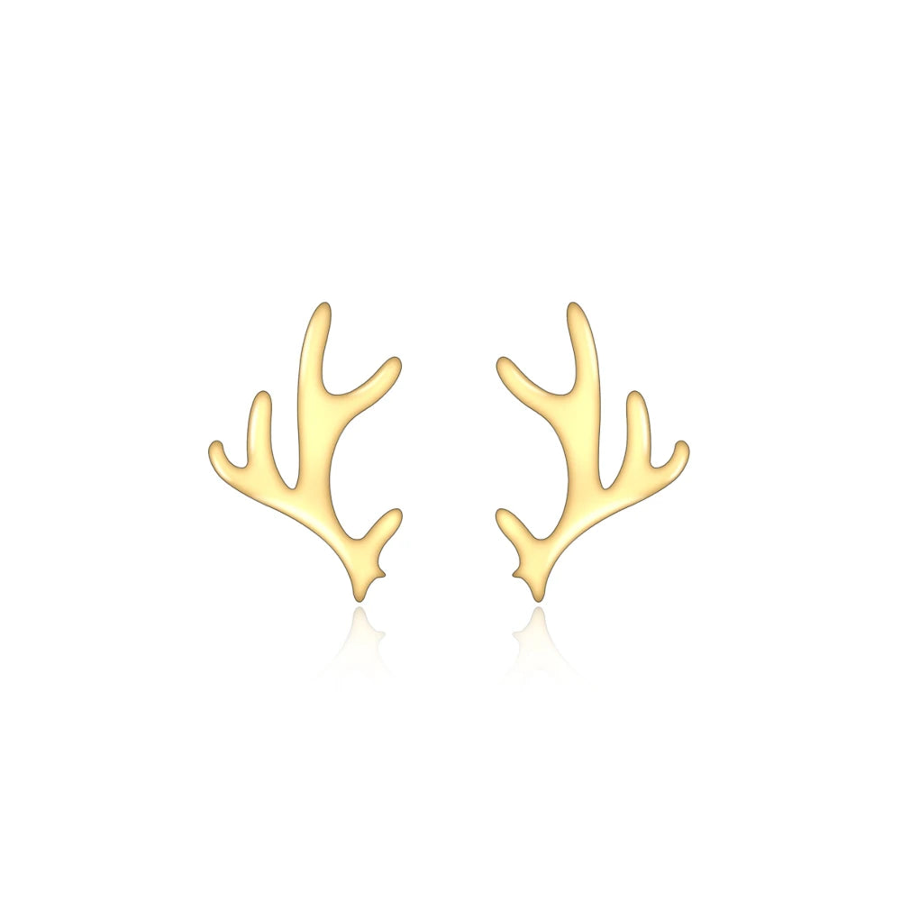 Unique Fashionable Cute and Simple Sterling Silver 925 Christmas Antler Animal Stud Earrings Jewellery Women