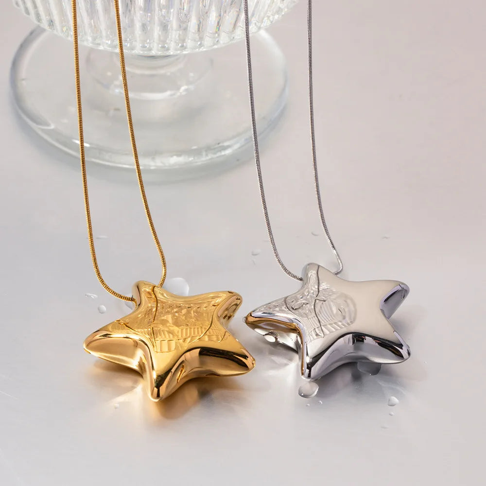 Lateefah Unisex 18K Gold Plated Stainless Steel Five Pointed Star Pendant Necklace