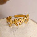 Moge Jewelry Schmuck Grohandel Ins Fashion Cute 18K Gold Plated Stainless Steel Women Open Bow Knot Rings for Girls
