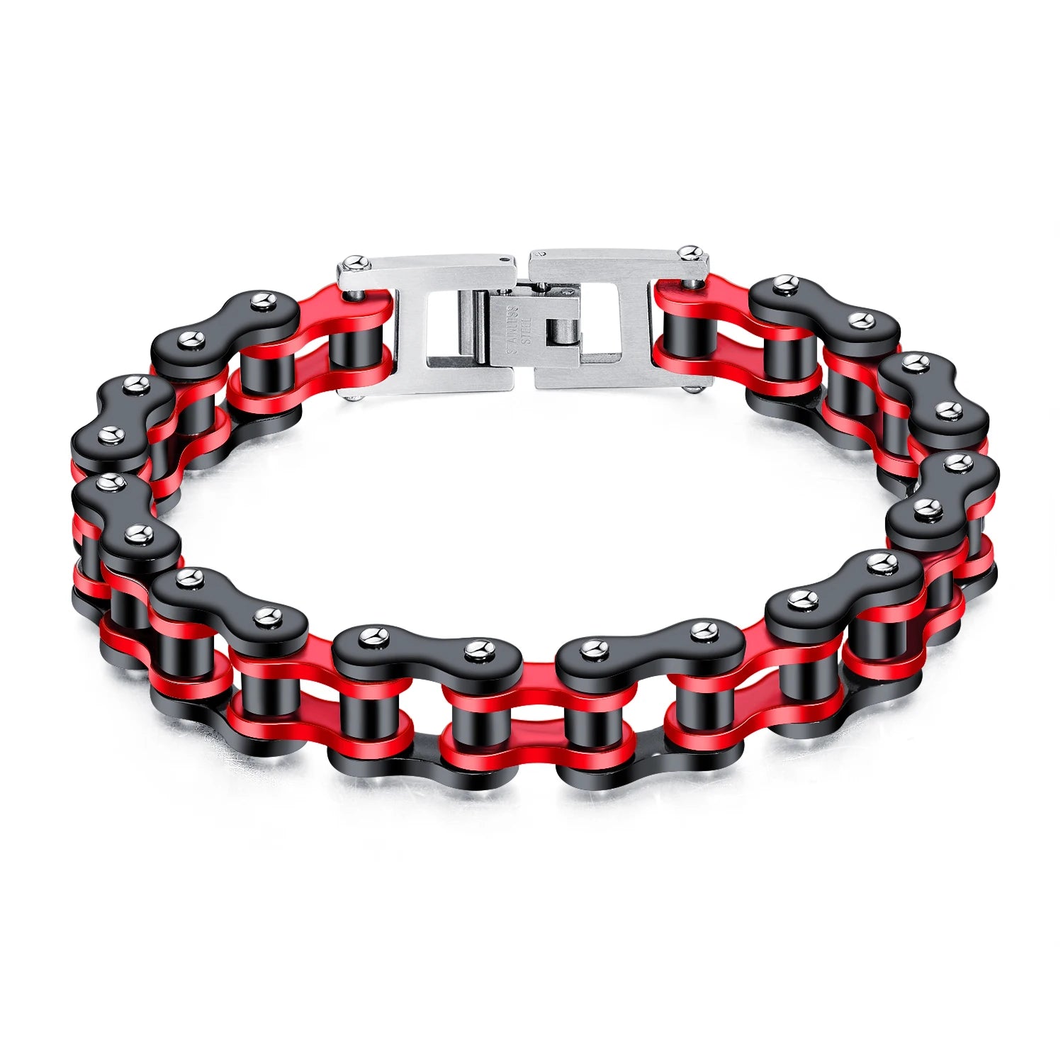 Custom Hip Hop Rock Male Titanium Punk Stainless Steel Bicycle Bike Chain Design Men Bracelet Homme Two Tone Bangle