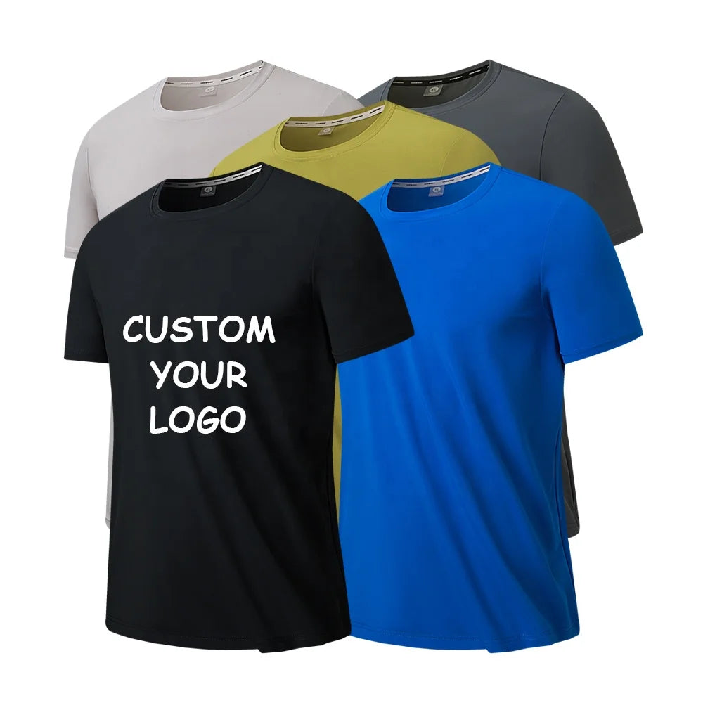 Custom Logo New Breathable Muscle Men's Gym Wear Clothing Workout Fitness Gym Sport Running Short Sleeve T Shirt