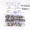 64pcs Worm Gear Hose Clamp Assortment Kit 8 38mm Diameter Adjustable Clips for Various Pipes OEM Customizable for Automotive