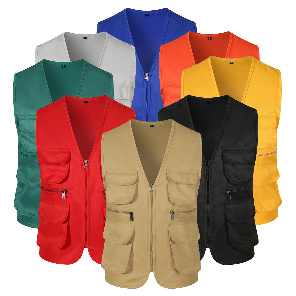 Unisex Multi Pockets Outdoor Vest Waistcoat for Promotion Advertising Marketing Workers Volunteer Vest Waistcoat