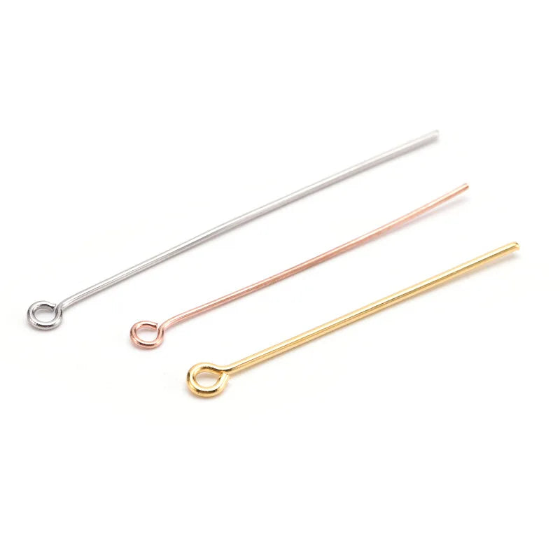 100PCS/Bag 0.5mm 0.6mm 0.7mm Thick 15-60mm Stainless Steel Eye Pin for Jewelry Making Finding