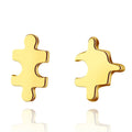 Creative Unisex Jewelry Gold Plated Earring Stainless Steel Jigsaw Puzzle Stud Earring