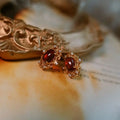 Luxury Vintage Court Style Red Gemstone Real Gold Plated Garnet Stone Stud Earrings for Women Jewelry
