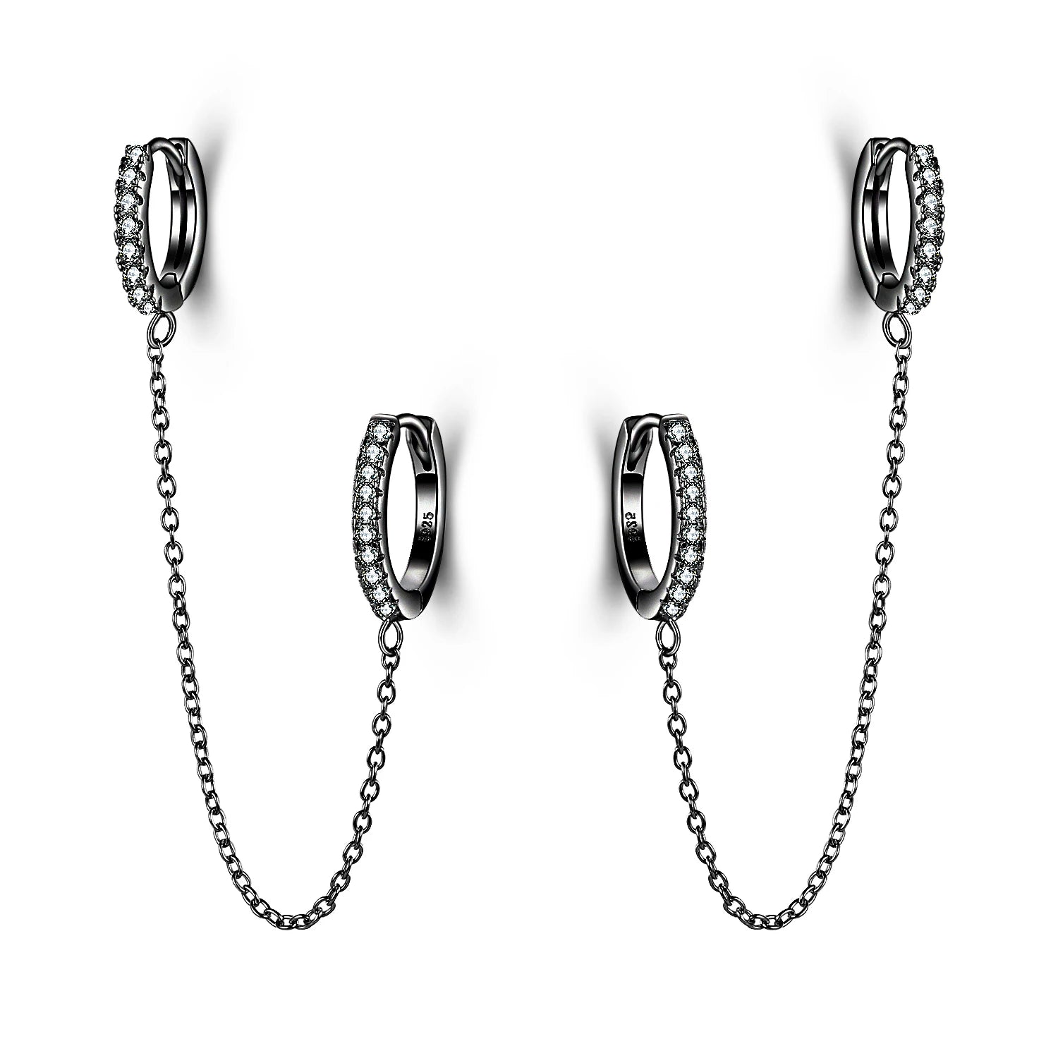 New Arrival Jewelry for Women 925 Sterling Silver Cubic Zircon Love Chain Hoop Earrings for Women