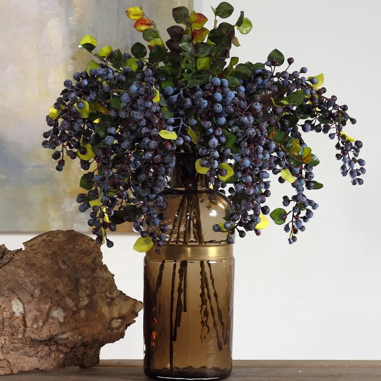 Qq317 Wholesale Artificial Hanging Cherry Flower Single Branch Wedding Decoration Silk Leaf Plastic Cherry Home Decoration