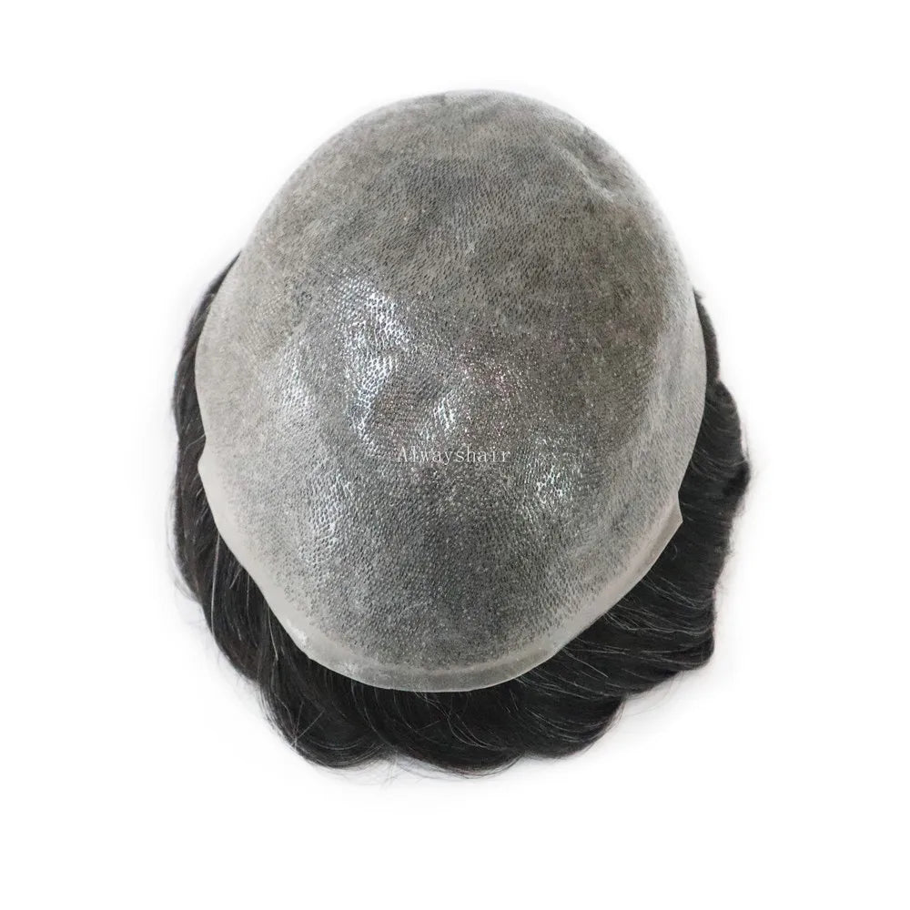 Thin Skin V All V Loop Indian Human Hair Wig Natural Toupee with 1B Hair Color