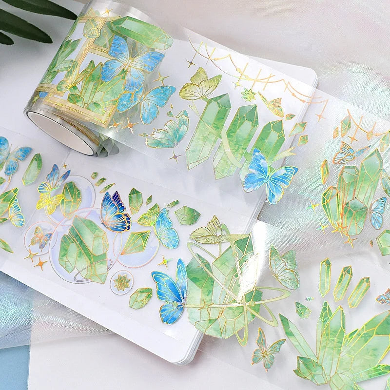 Custom Journal PET Decorative Tape Collage Materials 3D Holographic Foil Clear PET Tape Sticker Roll