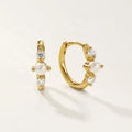 Nagosa Classy 18k Gold Vermeil Jewelry 925 Sterling Silver Shell Pearl Zirconia Hoop Earrings