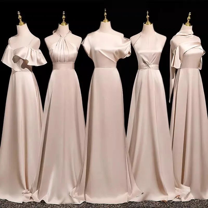 Trendy Lady Cloths Dress Woman Summer Fairy Bridesmaid Dresses Luxe Charmeuse Off-the-shoulder Dress for All Seasons