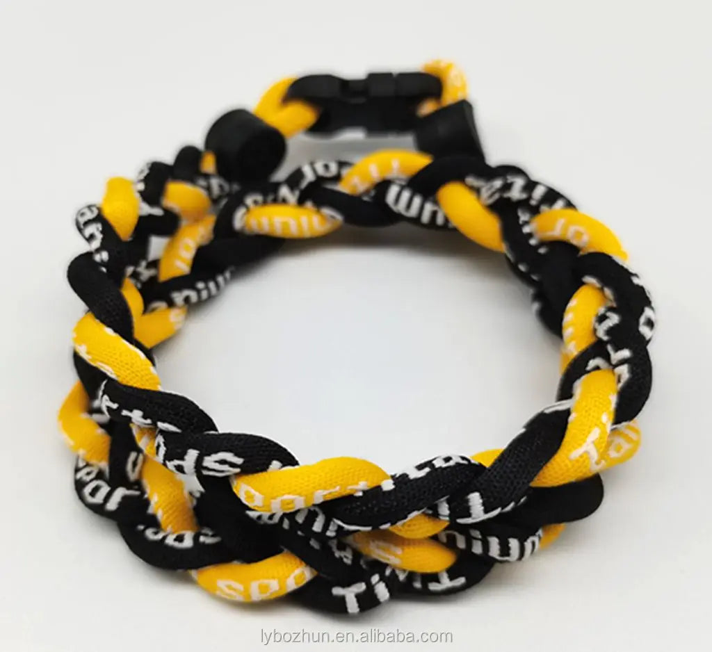 Wholesale Braided Yellow Black Baseball Necklace Titanium Rope Braided Sport 3 Rope Necklace
