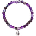 6mm Natural Stone Beaded Elastic Bracelet Seven Star Ladybug Pendant Bracelets for Women