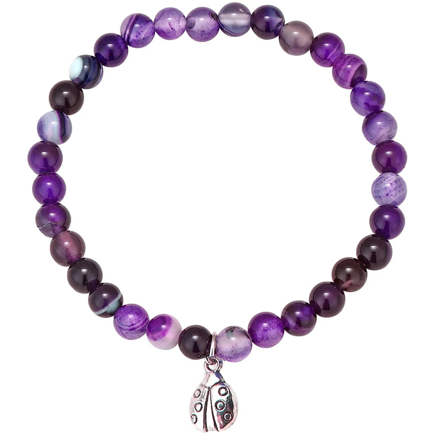 6mm Natural Stone Beaded Elastic Bracelet Seven Star Ladybug Pendant Bracelets for Women