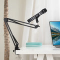 Factory Custom Logo 360 Adjustable Iron & Plastic Eco-Friendly Durable Desktop Microphone Stand Clip-on Desk/Table