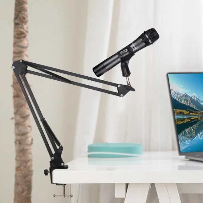 Factory Custom Logo 360 Adjustable Iron & Plastic Eco-Friendly Durable Desktop Microphone Stand Clip-on Desk/Table