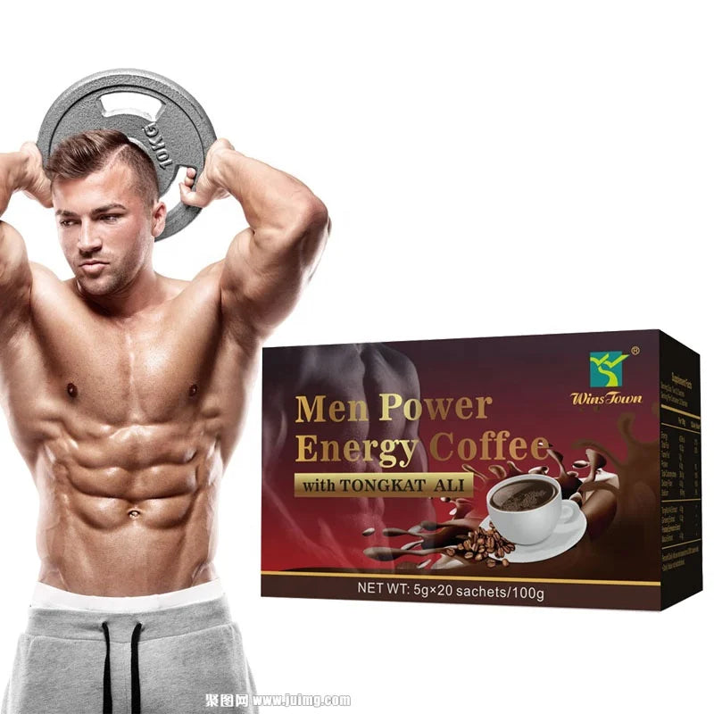 Winstown Men Power Natural Herbs Coffee X Organic Maca Black Energy Instant Coffee for Men