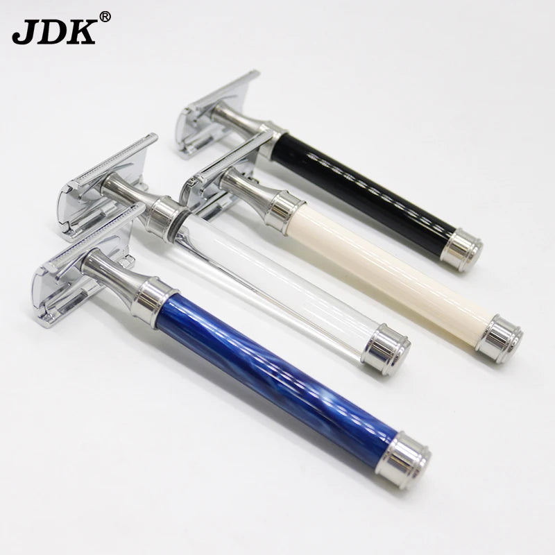 JDK 1PC Resin Handle Double Side Blades Straight Stainless Steel Razor Shaver