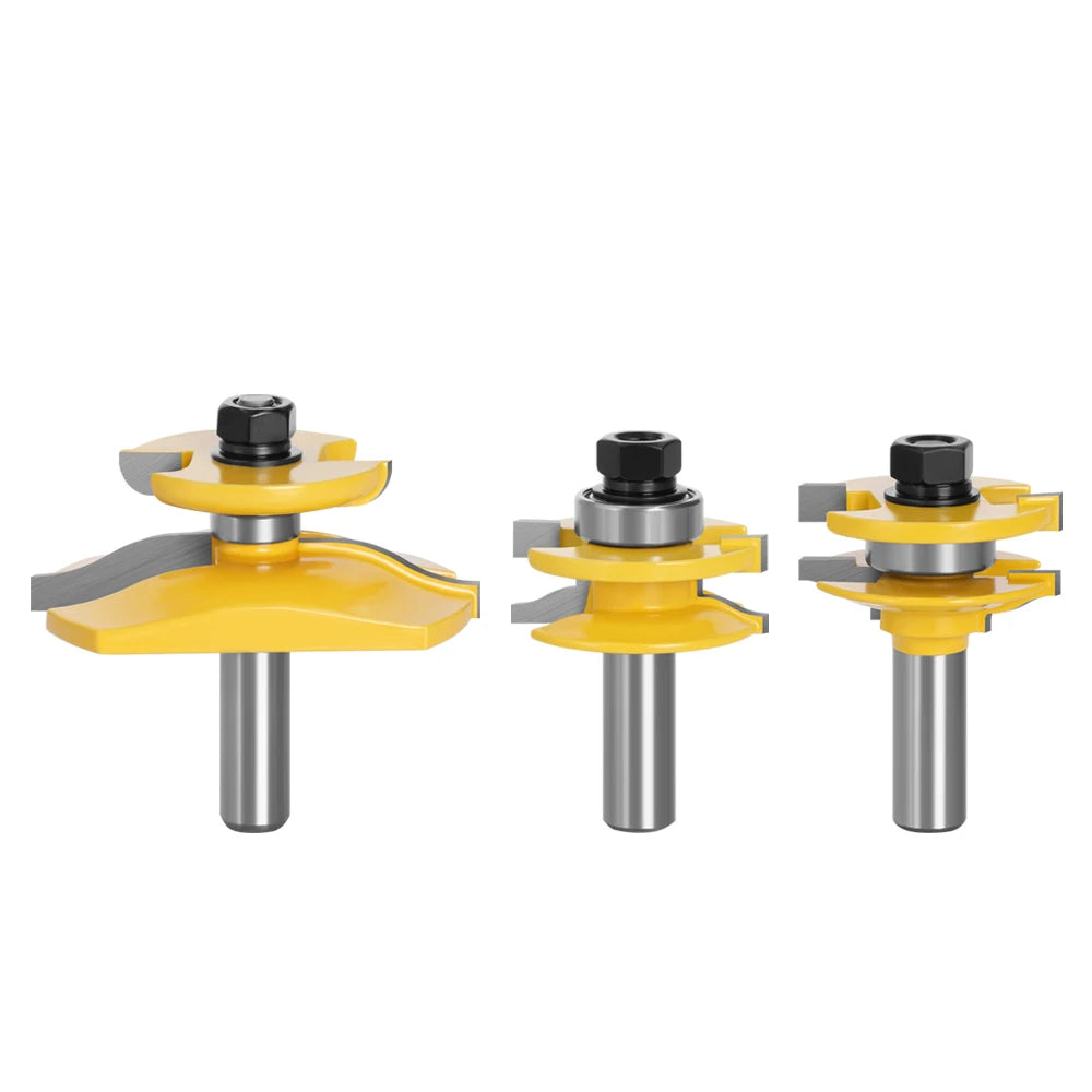 3PCS Bits 12mm 1/2" Shank Small Ogee Rail & Stile Backcutter Router Bit Set Panel Raiser Tenon Cutter Woodworking MC03129