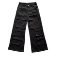 DENIMGUYS Summer Male Cargo Denim Pants  Multiple Pocket Straight Loose Street Baggy Cargo Jeans Men