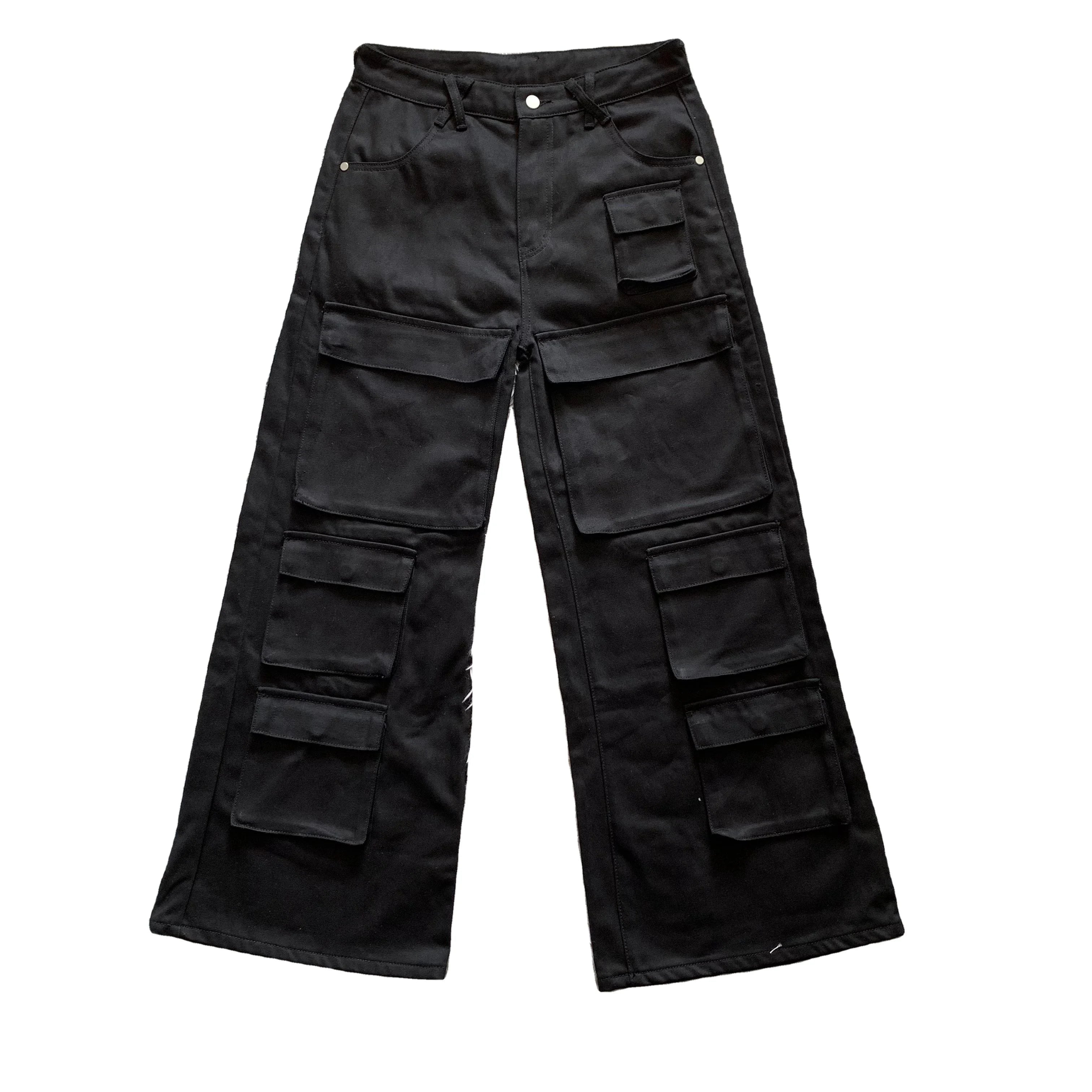 DENIMGUYS Summer Male Cargo Denim Pants  Multiple Pocket Straight Loose Street Baggy Cargo Jeans Men