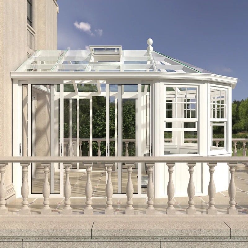 Practical Hot Sale Malaysia Clearview 4 Season Outdoor Double Low-e Tempered Glass Triangle Room European Villa Solarium Sunroom