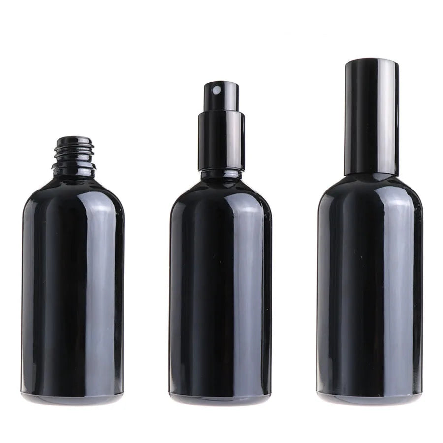 In Stock 100ml Glossy Matte Black Essential Oil Spray Perfume Bottle Empty Luxury Mist Fine Spray Bottle