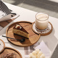 Wood Dessert Tray Japanese Wooden Plate with Diatomite Coasters