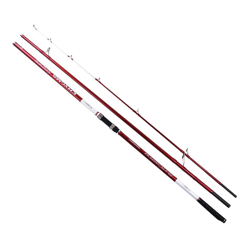 SNEDA 4.2m 3-Section Carbon Fiber Surf Casting Rod Extra Stiff Long-Distance Beach Fishing Pole for Lake Stream River Fishing