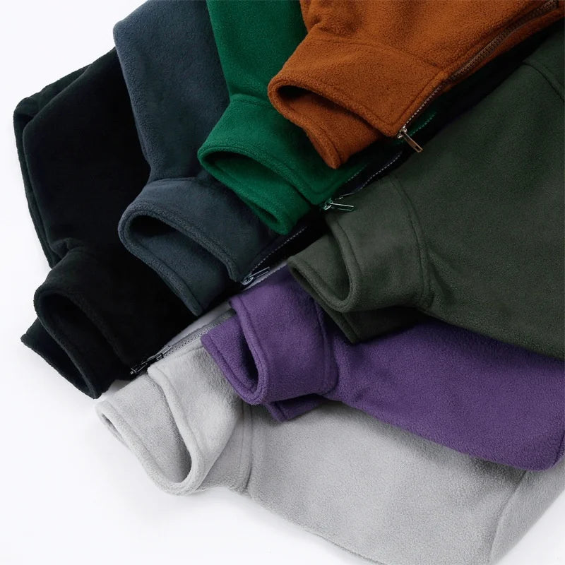 2025 Wholesale 300 Gsm Dark Green Vintage 1/4 Half Zip up Pullover Hoodie Polar Fleece Men's Custom Quarter Zip Hoodie