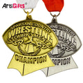 China Manufacturer Marathon Athletics Sports Competitions Award Trophy Medal With Ribbon