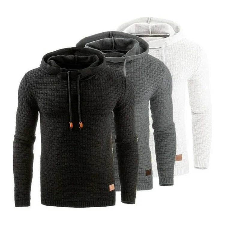 Warm Men Jacquard Fleece Hooded Sweatshirt Autumn Winter Man Hoodie Pullover Long Sleeve Hoodies Male Gym Clothing