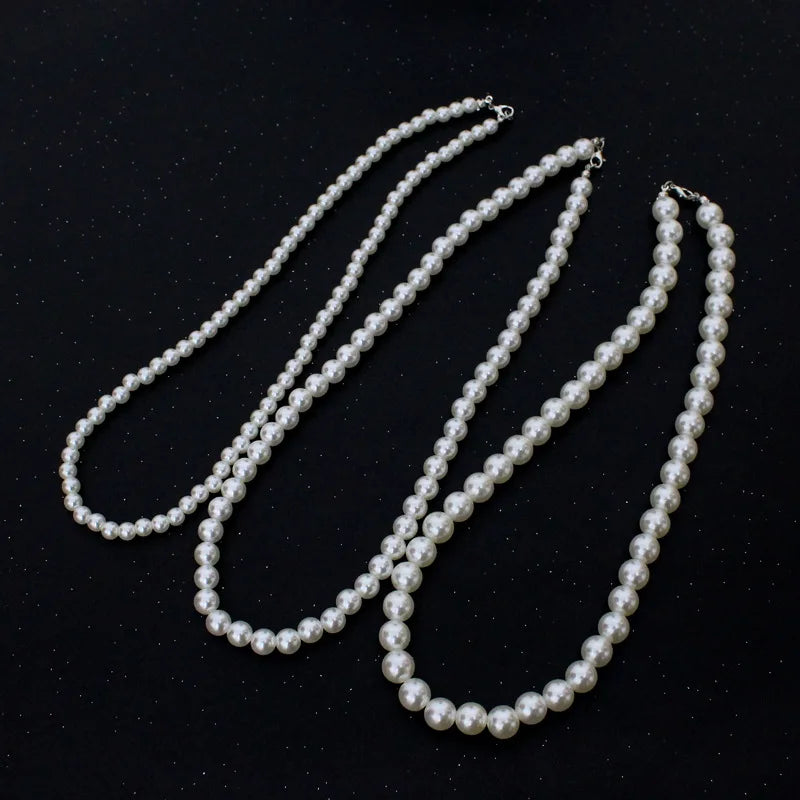 18inch 20inch 22inch 24inch Vintage-Chic White Pearl Necklace with Gold Plated Link Chain Fashion Cheap Unisex