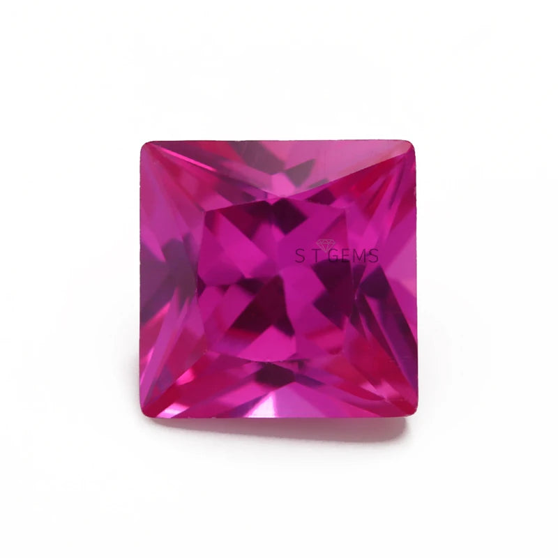 Synthetic Rose Pink 3# Corundum Princess Cut Shape Gemstone for Jewelry Making