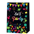 Neon Party Favor Bag Glow in Dark Birthday Candy Goodie Treats Bags Mini Tote with Handles Kraft Paper