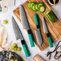 Grandsharp Japanese 67 Layers Damascus Steel Kitchen Knife Sets Chef Kiritsuke Utility Knife Green Resin & Aluminum Comb Handle