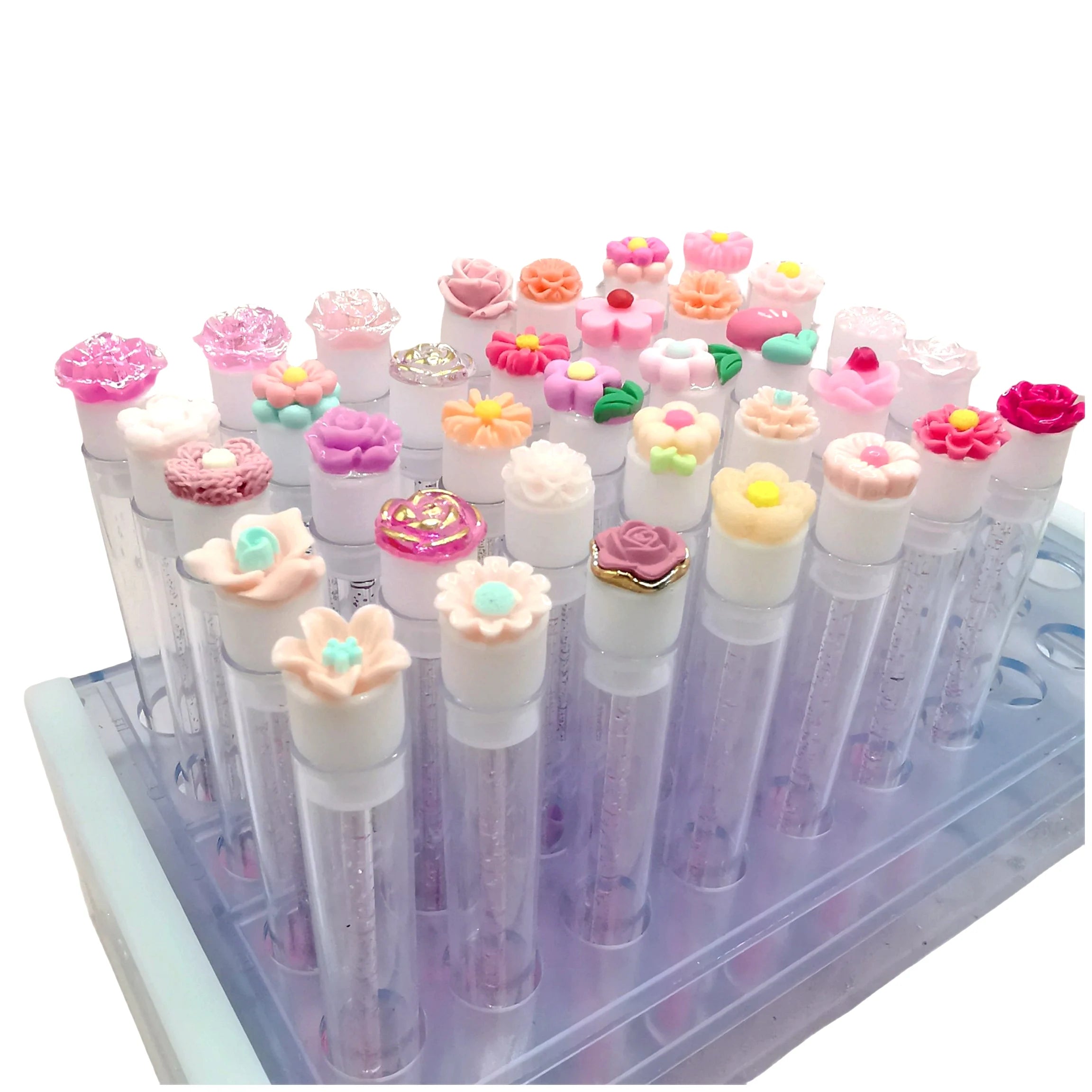 Custom logo Lash Extension Supplies Resin Flower Eyelash Spoolie Tube Wands