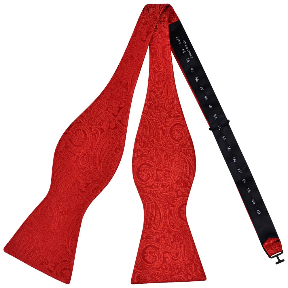 Quality Black Red Paisley Silk Mens Self Tie Bow Adjustable Floral Self-tied Bowties for Men Suit Wedding Party