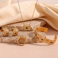 Fashion Hypoallergenic 316 L Stainless Steel Malachite Eyes Necklace Bangles Ring 18K Gold CZ Irregular Jewelry Set Waterproof