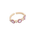 Dainty Enamel Zircon Devil Eyes Ring Rainbow Open Cuff Turkey Eye Women Ring