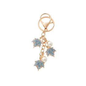 Pretty Enamel Pearl Maple Leaves Leaf Keychainplant Leaf Keychain Keyring Pendants for Women Bag Decor Charms DIY Jewelry Gifts