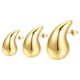 18K PVD Gold Silver Plated Waterproof Chunky Big Large Ball Hollow Stainless Steel Statement Hoop Earring Fashion Jewelry