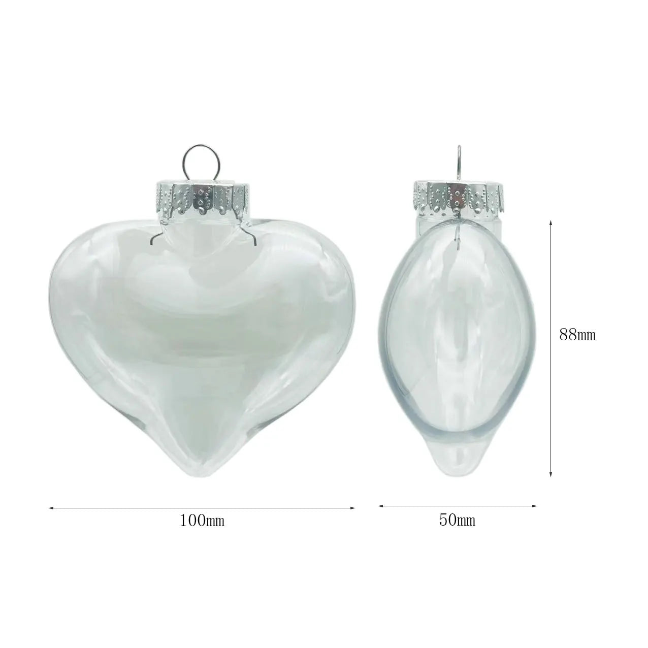Wholesale T-Joy Brand Heart-Shaped Clear Plastic Hanging Ball with Custom Logo Option for Christmas Decorations