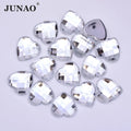 JUNAO 8mm 10mm 12mm 14mm 18mm Heart Acrylic Rhinestones Glue on Clear Stones Cute Design Crystal AB Stones
