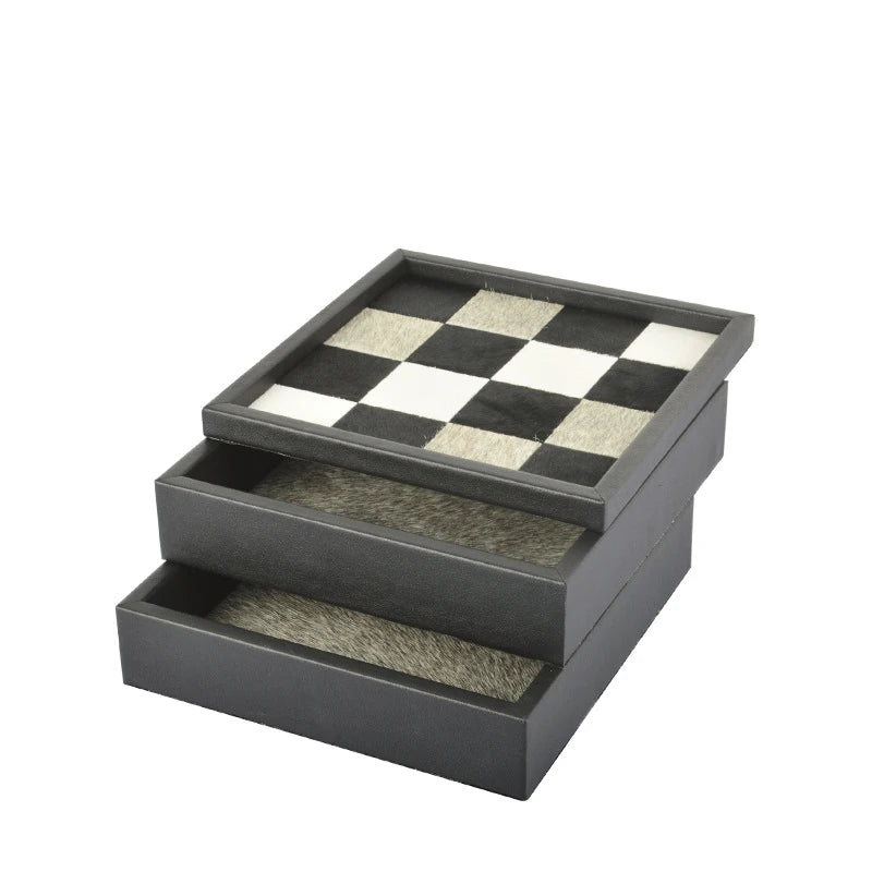 Factory Wholesale Black and Gold Leather Jewelry Tray Ring Bracelet Holder Tray Fashion Jewelry Display Tray